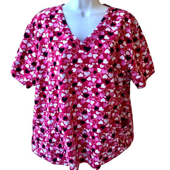 SB SCRUBS Scrub Top Medical with Hearts Love - Picture 2 of 8